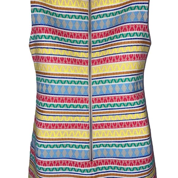 Alice + Olivia Coley Crew Neck Shift Dress Jacquard Stripe Pattern Sleeveless 6 - Picture 9 of 16